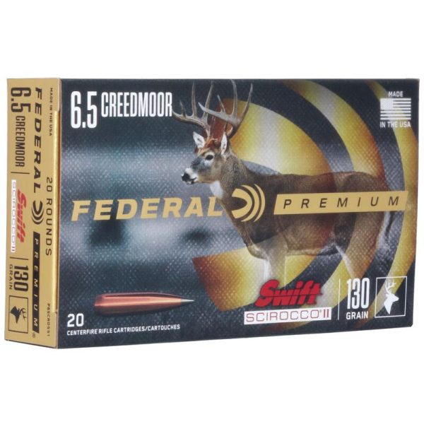 Federal swift scirocco ii rifle ammunition 6. 5mm creedmoor 130gr poly tip 2800 fps 20/ct