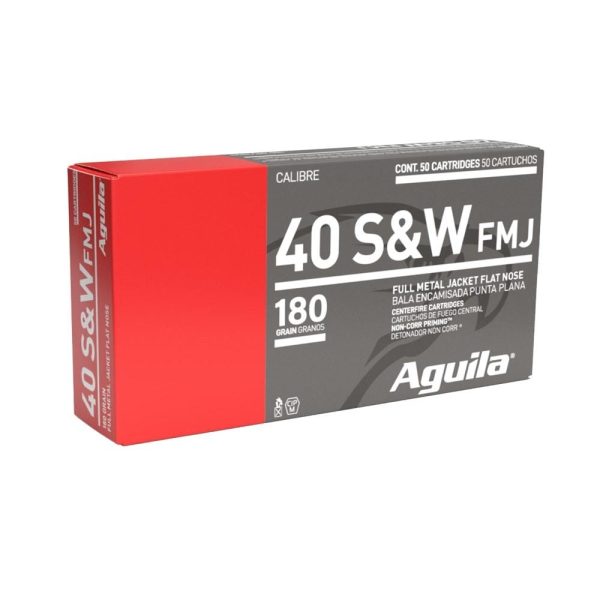 Aguila handgun ammunition. 40 s&w 180 gr fmj 1050 fps 50/ct