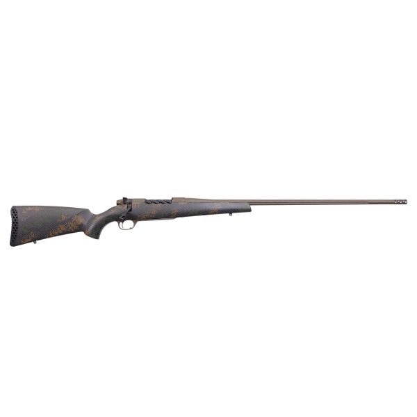 Weatherby mark v backcountry 2. 0 257 wby. Mag rifle 3rd magazine 26" barrel synthetic stock brown and green