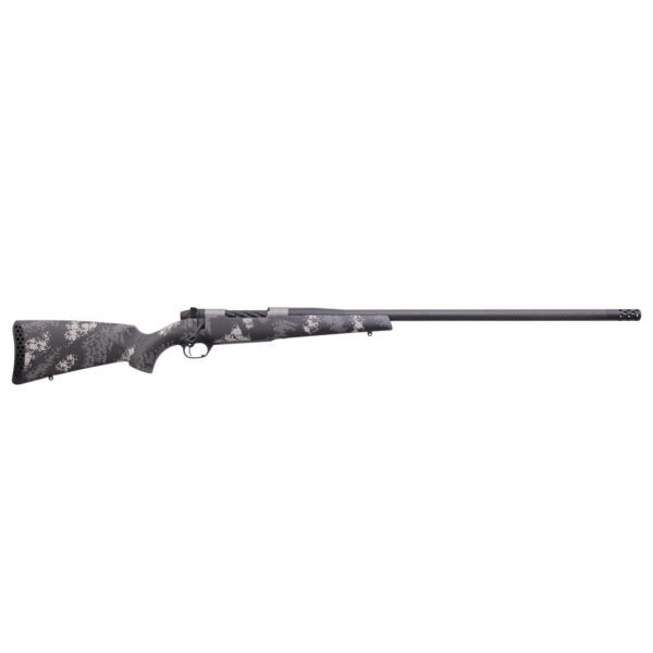 Weatherby mark v backcountry 2. 0 ti carbon 300 wby. Mag rifle 3rd magazine 26" barrel grey and white