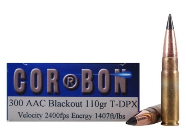 Cor-bon dpx hunter rifle ammunition. 300 aac 110 gr tdpx 2400 fps - 20/box