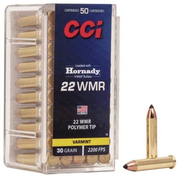 Cci v-max rimfire ammunition. 22 wmr 30 gr poly tip v-max 2200 fps 50/ct