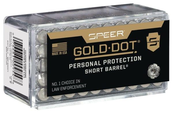 Speer gold dot short barrel personal protection rimfire ammunition. 22 wmr 40 gr hp 1050 fps 50/ct