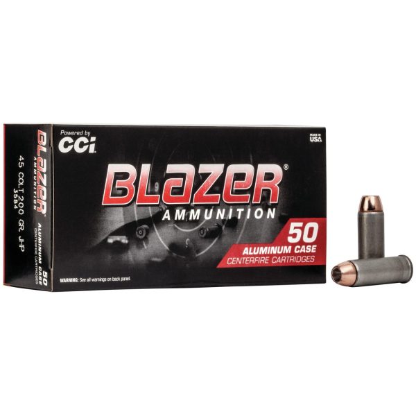 Cci blazer aluminum handgun ammunition. 45 colt 200 gr jhp 1000 fps 50/ct