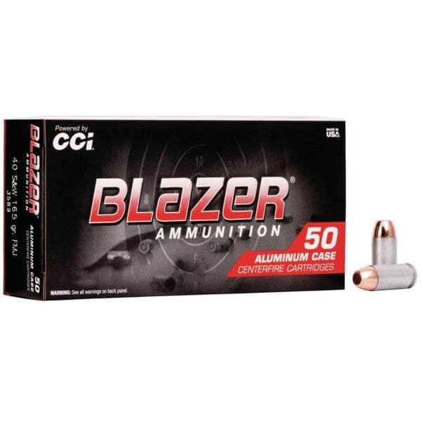 Cci blazer aluminum handgun ammunition. 40 s&w 165 gr fmj 1100 fps 50/ct