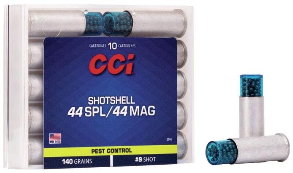 Cci pest control handgun shotshells. 44 spl/. 44 mag 140 gr #9 shot 1000 fps 10/ct