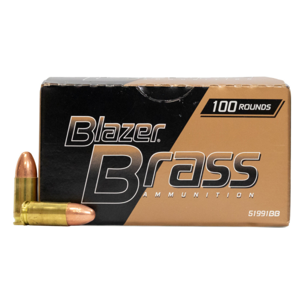 Cci blazer brass handgun ammunition 9mm luger 115 gr fmj 1145 fps 100/ct
