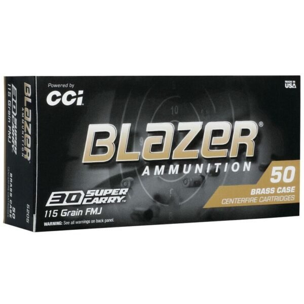 Cci blazer brass handgun ammunition. 30 sc 115 gr fmj 1150 fps 50/ct