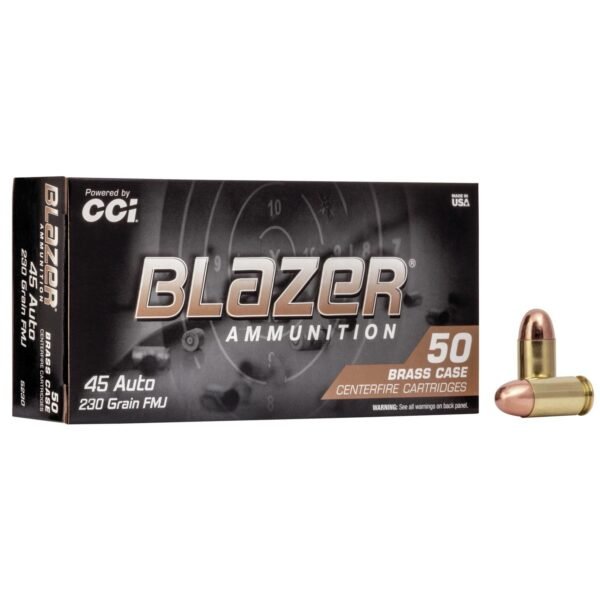 Cci blazer brass handgun ammunition. 45 acp 230 gr fmj 830 fps 50/ct