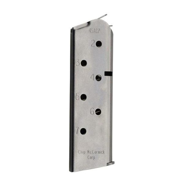 Chip mccormick shooting star officer's 1911 handgun magazine. 45 acp stainless steel 7/rd