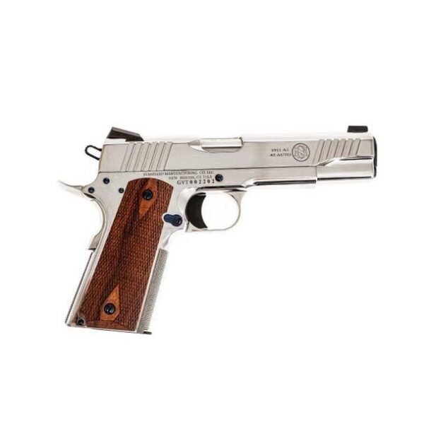 Standard manufacturing 1911 nickel handgun. 45 acp 8rd magazine 5" barrel