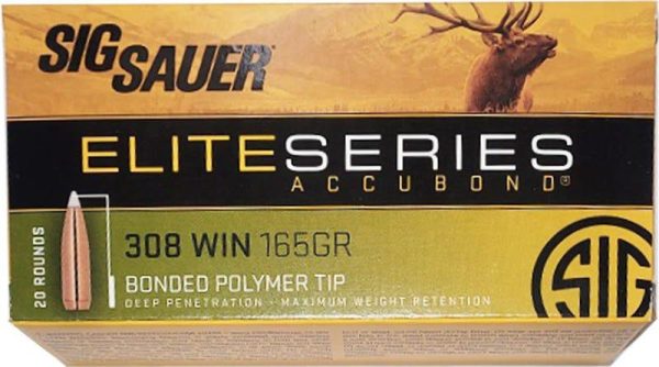 Sig sauer elite accubond hunting ammunition. 308 win 165gr ab 20/ct