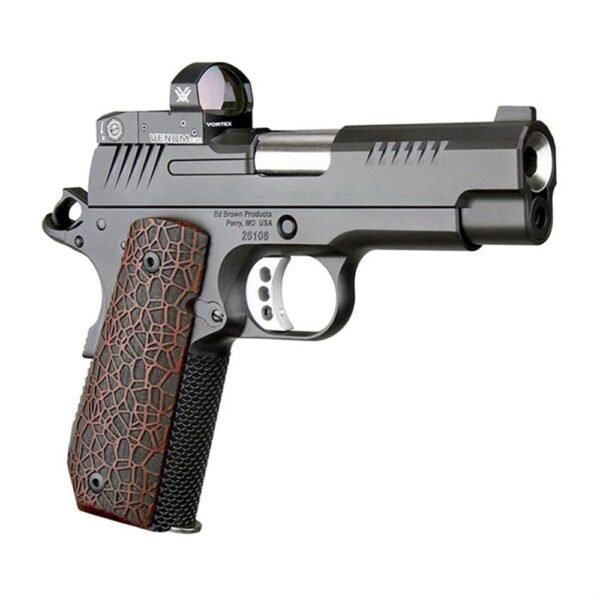 Ed brown kc9 g4 vtx handgun 9mm luger 9rd magazines (2) 4" barrel black with brown grip and thumb safety and vortex venom red dot