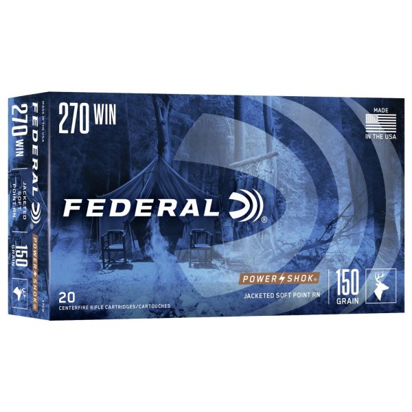 Federal power-shok rifle ammunition. 270 win 150 gr sp 2890 fps - 20/box