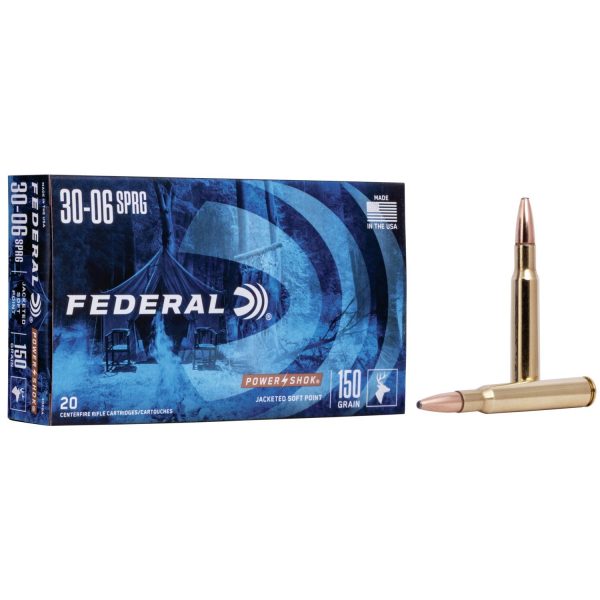 Federal power-shok rifle ammunition. 30-06 sprg 150 gr sp 2910 fps - 20/box