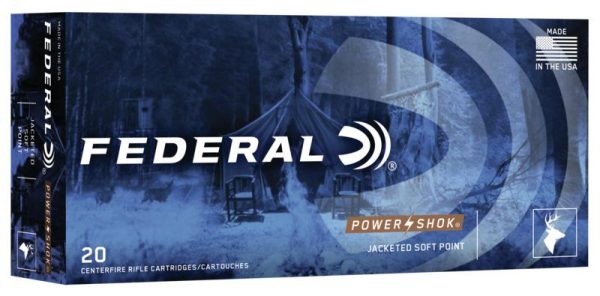 Federal power-shok rifle ammuntion. 300 aac blackout 150 gr sp 1900 fps 20/ct