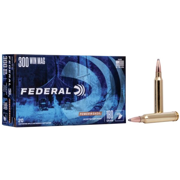 Federal power-shok rifle ammunition. 300 win mag 180 gr sp 2960 fps - 20/box
