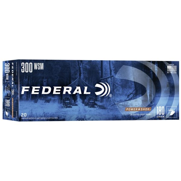 Federal power-shok rifle ammunition. 300 wsm 180 gr sp 2980 fps - 20/box