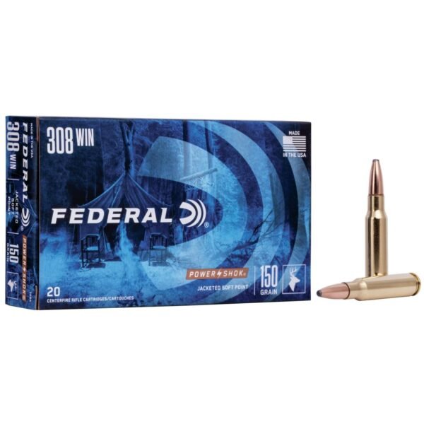 Federal power-shok rifle ammunition. 308 win 150 gr sp 2820 fps - 20/box