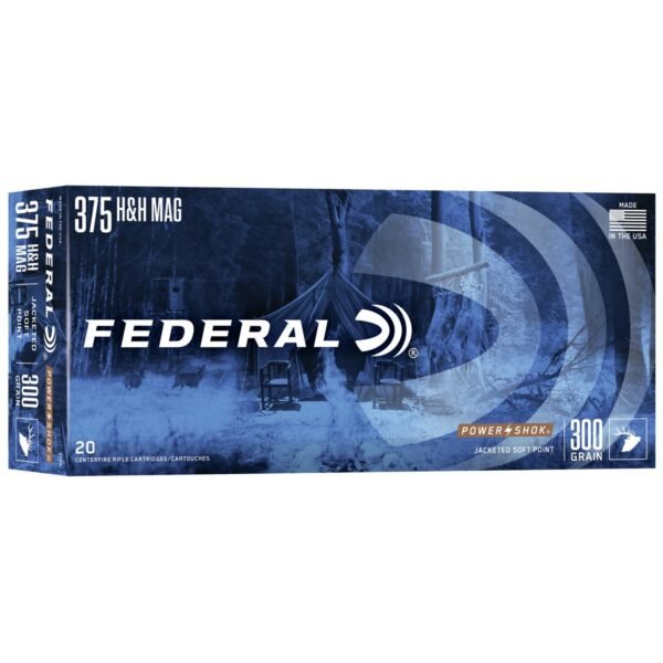 Federal power-shok rifle ammunition. 375 h&h 300 gr sp 2530 fps - 20/box