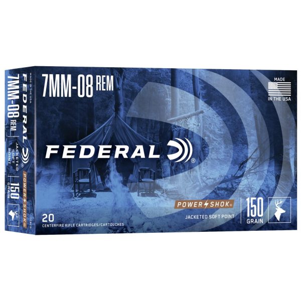 Federal power-shok rifle ammunition 7mm-08 rem 150 gr sp 2650 fps - 20/box