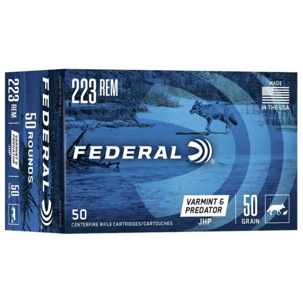 Federal american eagle varmint & predator rifle ammunition. 223 rem 50 gr jhp 3325 fps 50/ct