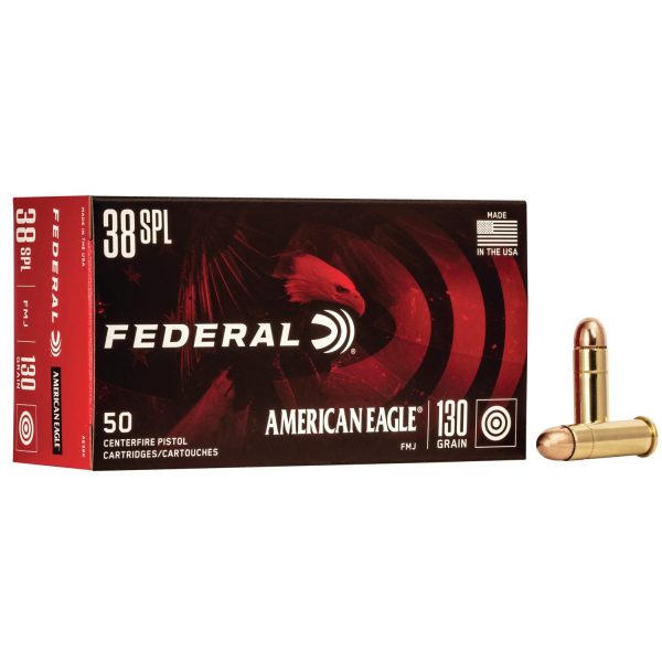 American eagle handgun ammunition. 38 spl 130 gr. Fmj 890 fps 50/ct