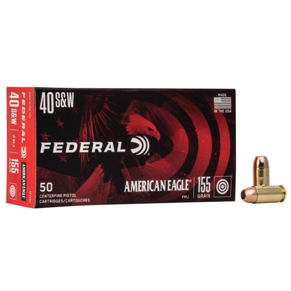 American eagle handgun ammunition. 40 s&w 155 gr fmj 1160 fps 50/ct