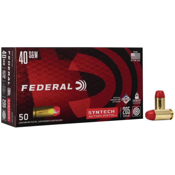 Federal american eagle syntech handgun ammuntion. 40 s&w 210 gr tsj 1050 fps 50/ct