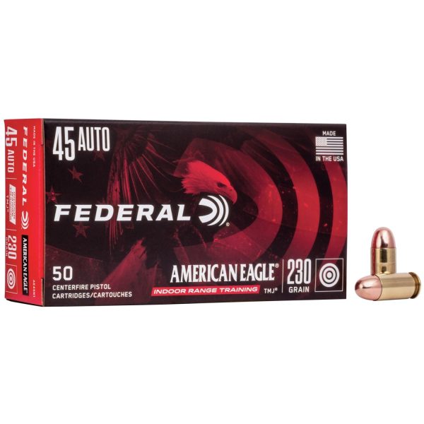 American eagle irt handgun ammunition. 45 acp 230 gr tmj 850 fps 50/ct