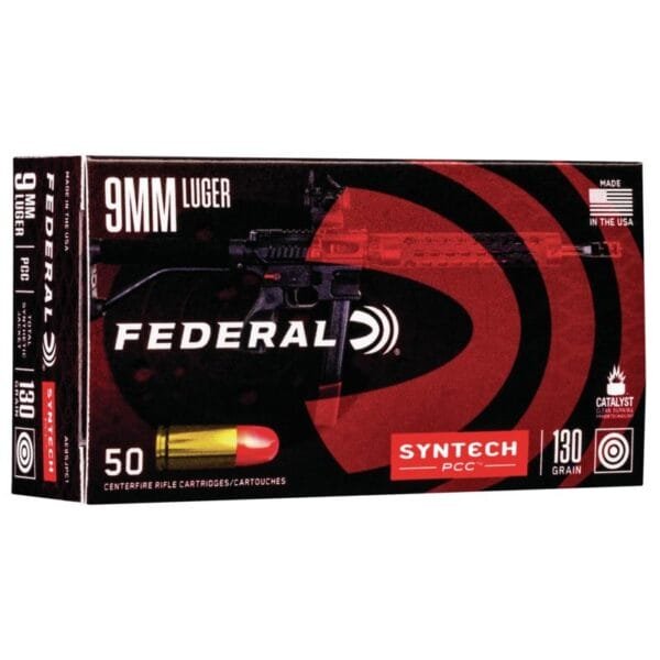 Federal syntech pcc ammuntion 9mm luger 130 gr tsj 1030 fps 50/ct