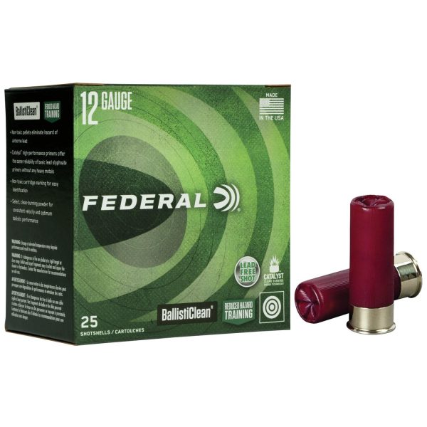 Federal ballisticlean shotshells 12ga 2-3/4" 9 plts #00 1600 fps 25/ct