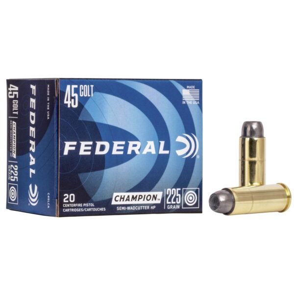 Federal champion handgun ammunition. 45 colt 225 gr hp 830 fps 20/box