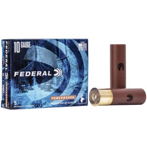 Federal power-shok hollow point slug shotshells 10ga 3-1/2" mag 1-3/4oz 1280fps slug 5/ct