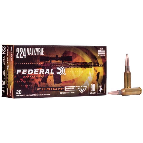 Federal fusion rifle ammunition. 224 valkyrie 90 gr sp 2700 20/ct