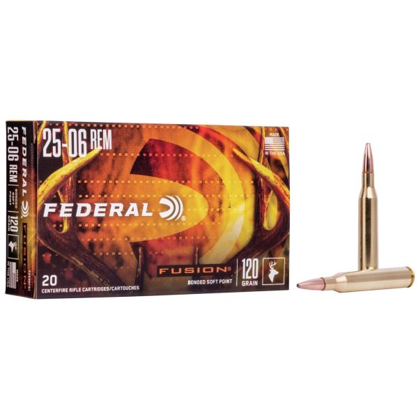 Federal fusion rifle ammunition. 25-06 rem 120 gr btsp 2980 fps - 20/box