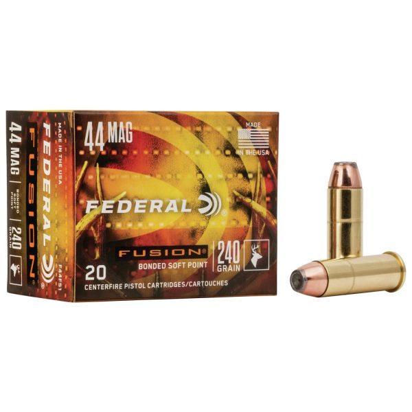 Federal fusion handgun ammunition. 44 mag 240 gr ffsn 1290 fps 20/box