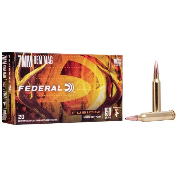 Federal fusion rifle ammunition 7mm rem mag 150 gr btsp 3050 fps - 20/box