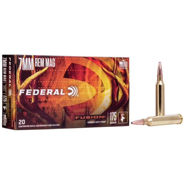 Federal fusion rifle ammunition 7mm rem mag 175 gr btsp 2760 fps - 20/box