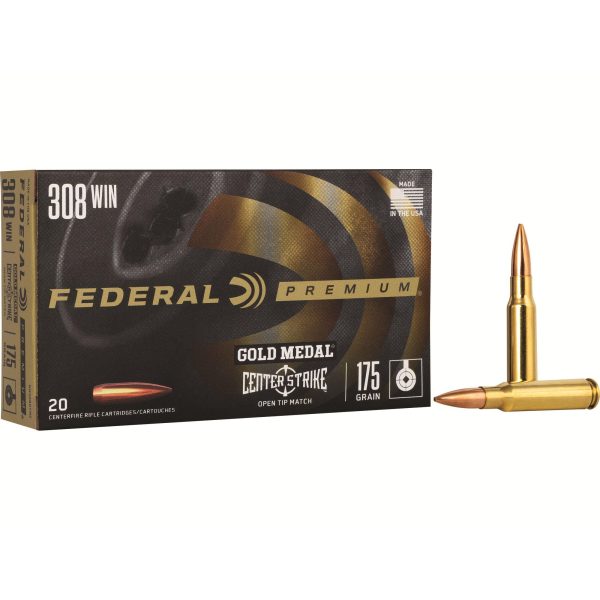 Federal gold medal centerstrike rifle ammunition. 308 win 175gr otm 2600 fps 20/ct