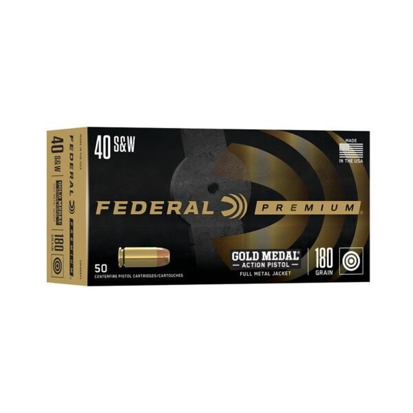 Federal gold medal action pistol. 40 s&w 180gr fmj 950 fps 50/ct