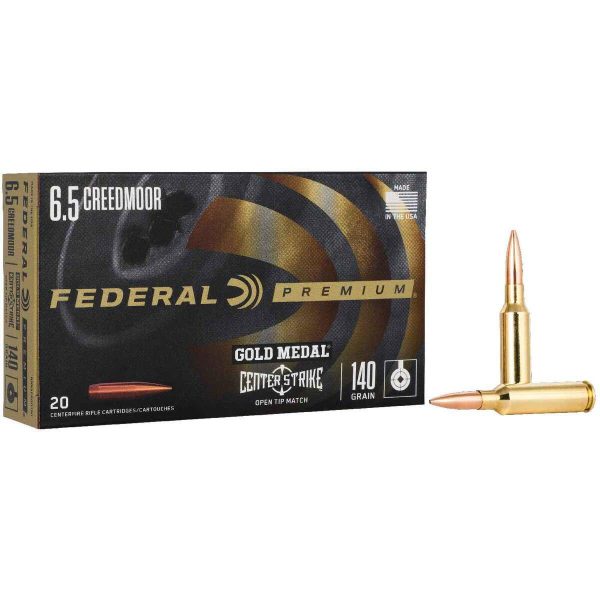 Federal gold medal centerstrike rifle ammunition 6. 5 creedmoor 140gr otm 2675 fps 20/ct