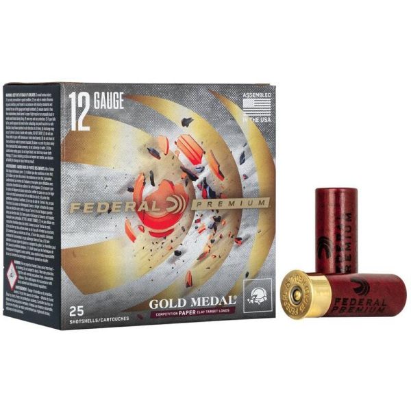 Federal premium gold medal paper shotshells 12ga 2-3/4" 1oz 1330 fps #8 25/ct