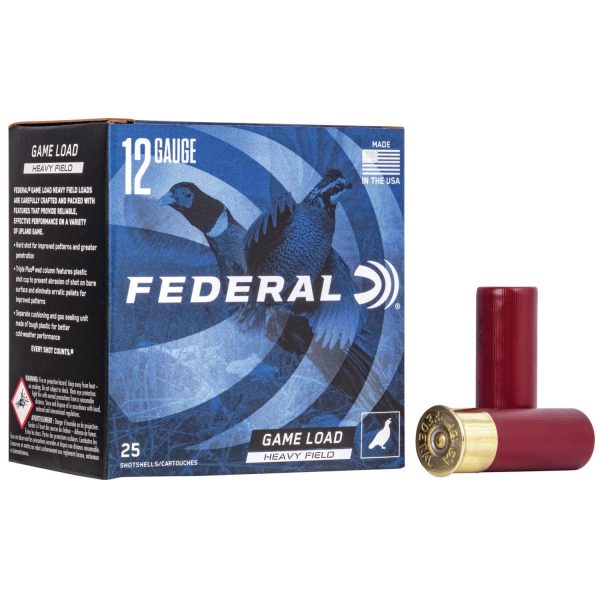 Federal game-shok heavy field 12ga 2-3/4" 3-1/4de 1-1/4oz 4 ammo 25rd