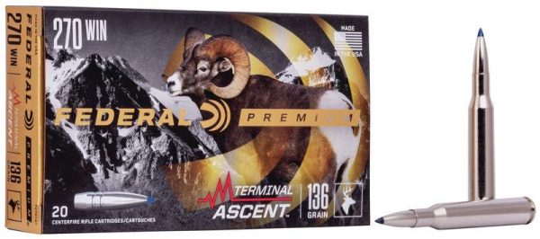 Federal terminal ascent rifle ammuntion. 270 win 136 gr 3000 fps 20/ct