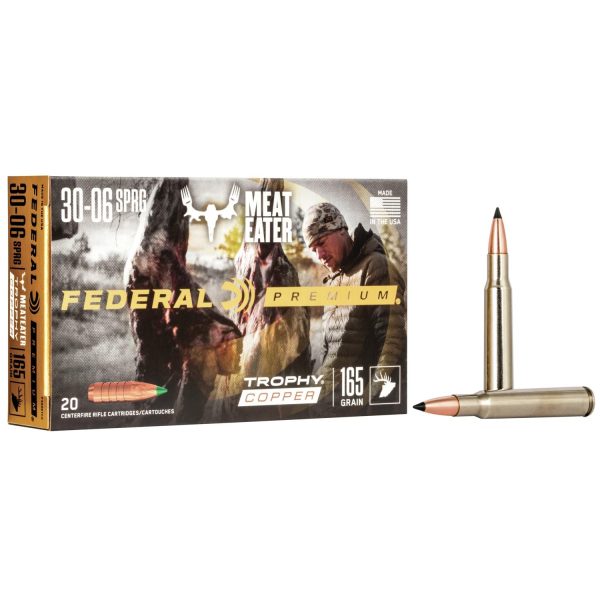 Federal premium trophy copper rifle ammunition. 30-06 sprg 165 gr tc 2800 fps 20/ct