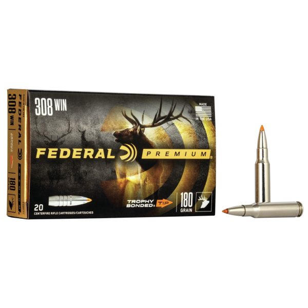 Federal premium vital-shok rifle ammunition. 308 win 180 gr tbt 2620 fps - 20/box