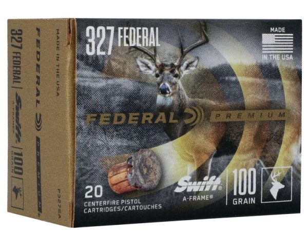 Federal swift a-frame handgun ammunition. 327 fed mag 100gr jhp 1500 fps 20/ct