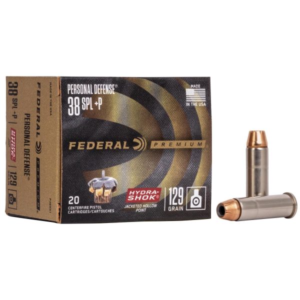 Federal premuim personal defense handgun ammunition. 38 spl (+p) 129 gr jhp 950 fps 20/box