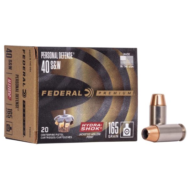 Federal premuim personal defense handgun ammunition. 40 s&w 165 gr jhp 980 fps 20/box